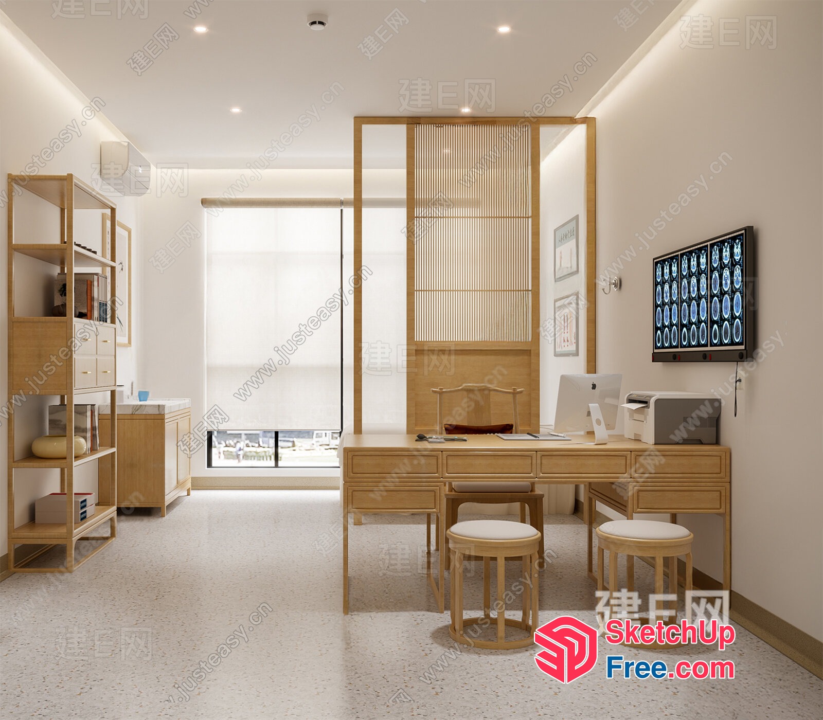Modern Office Space With Natural Light And Minimalist Decor 3D SketchUp File