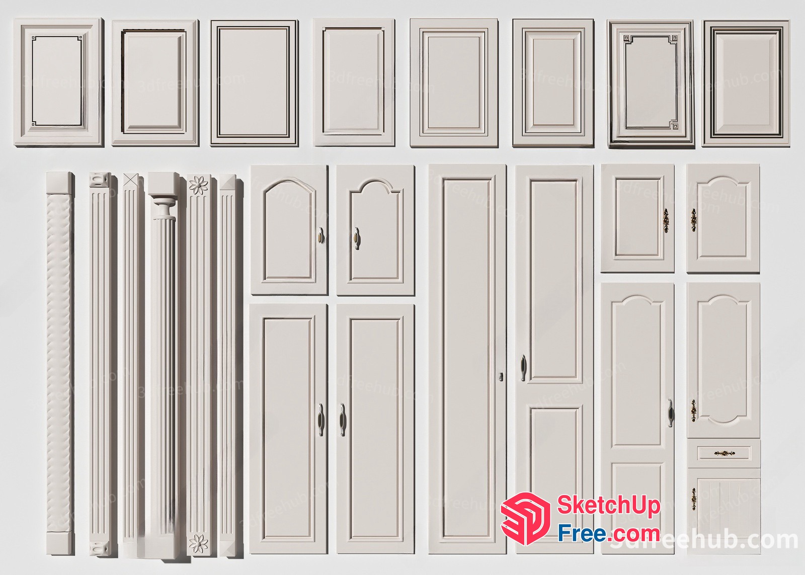 Classic White Door And Window Trim Collection 3D SketchUp File