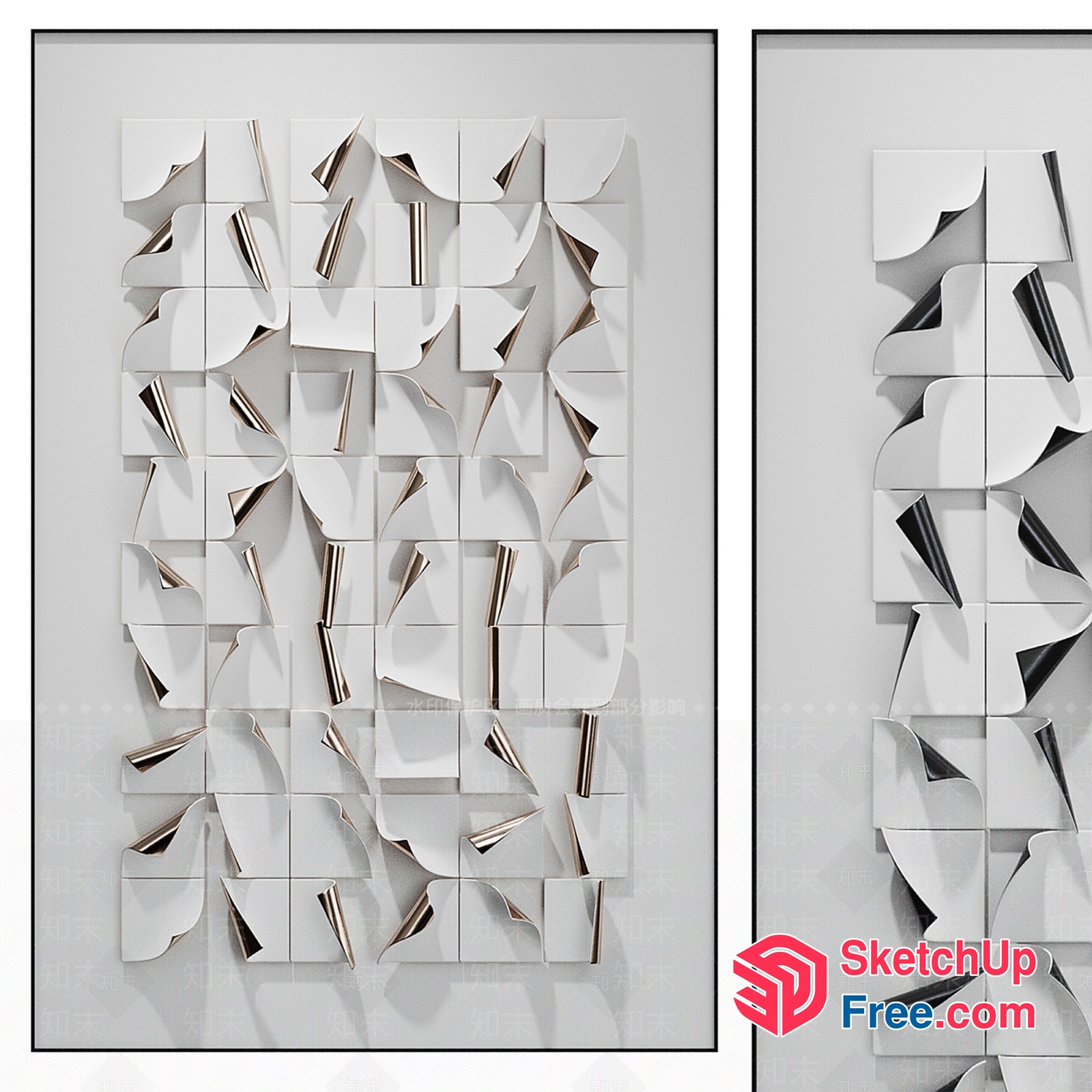Abstract Art Piece With Geometric Shapes And Textured Surfaces 3D SketchUp File