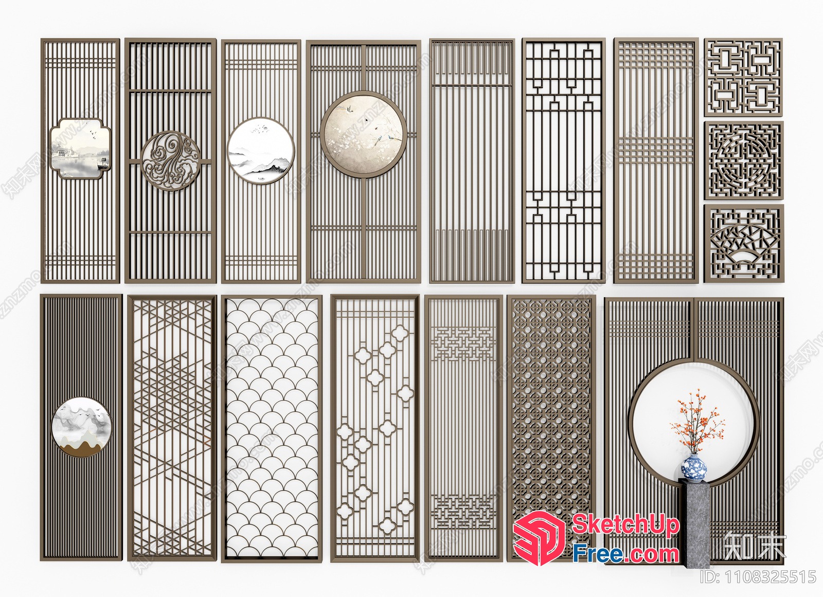 Traditional Asian Decorative Wall Screens 3D SketchUp File