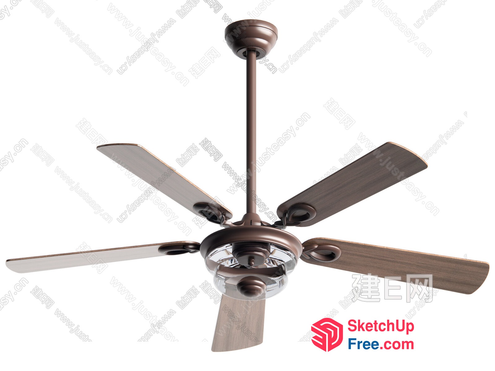 Ceiling Fan With Five Wooden Blades 3D SketchUp File