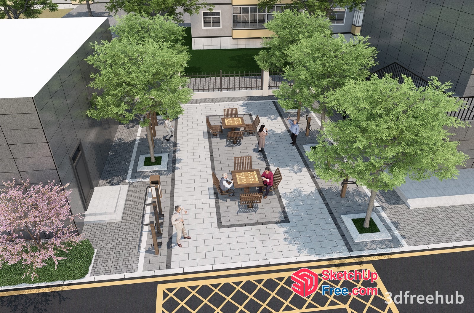 People Gathering In A Commercial Street 3D SketchUp File
