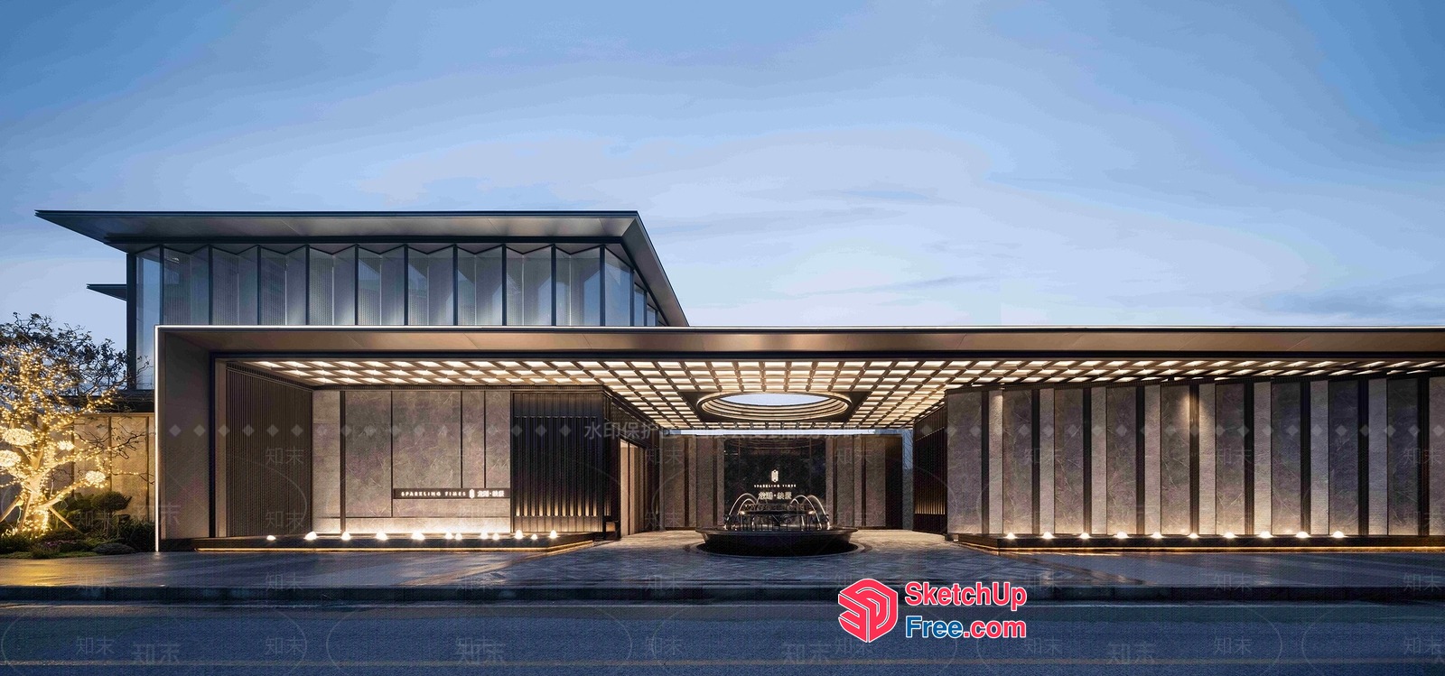 Elegant Modern Building Exterior 3D SketchUp File