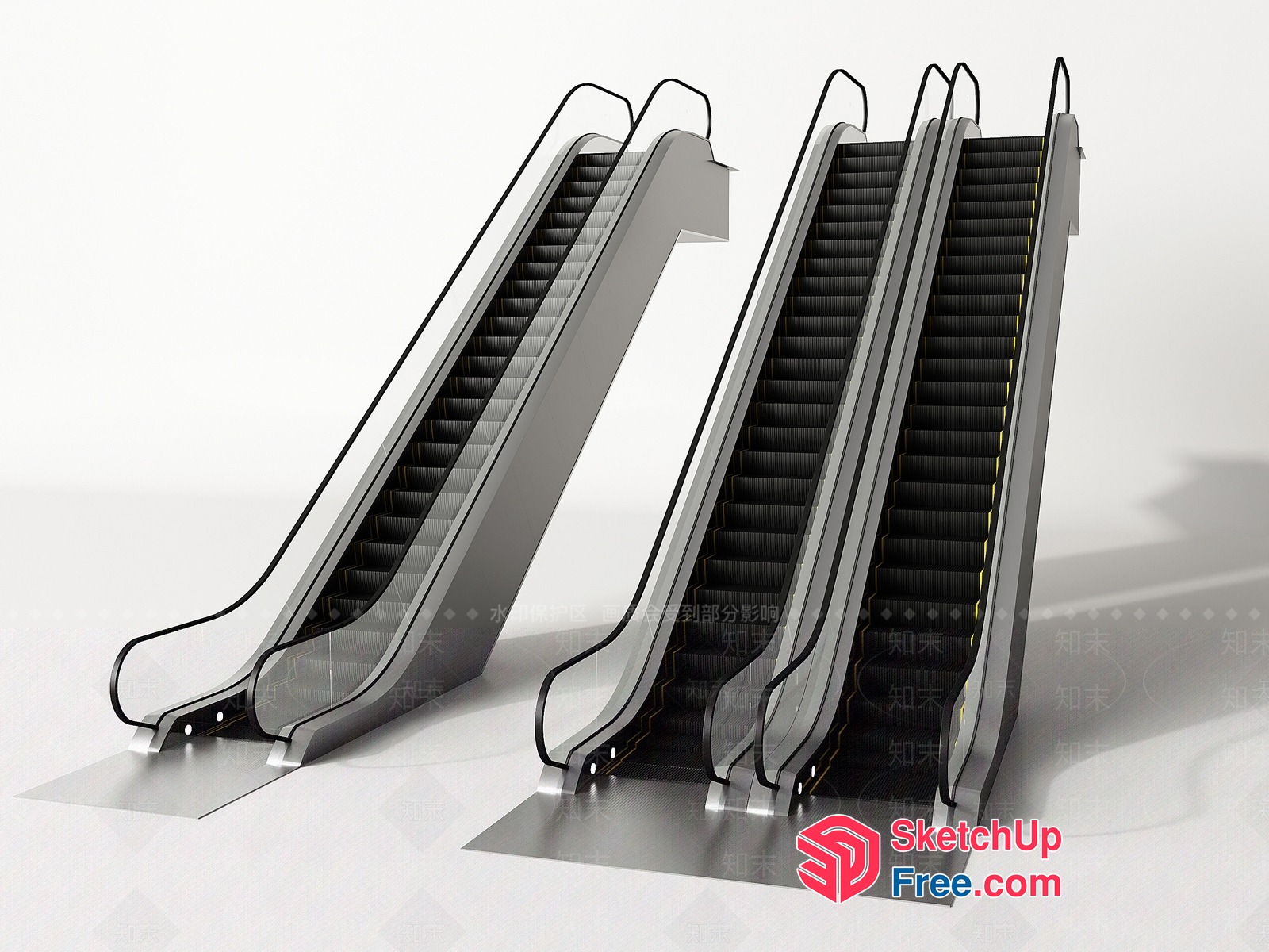 Modern Stair Escalator System 3D SketchUp File