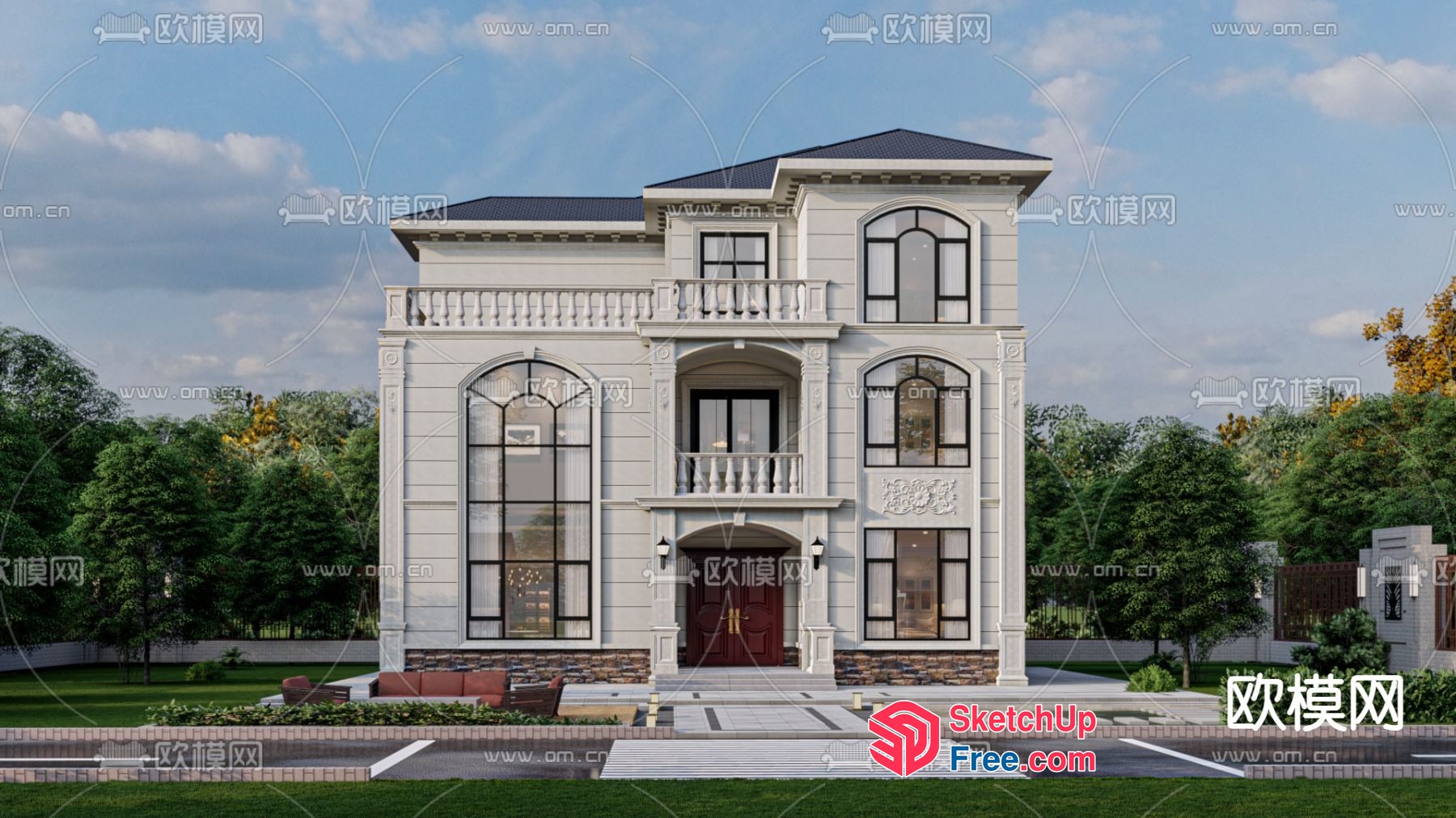 Luxurious European-Style Mansion 3D SketchUp File