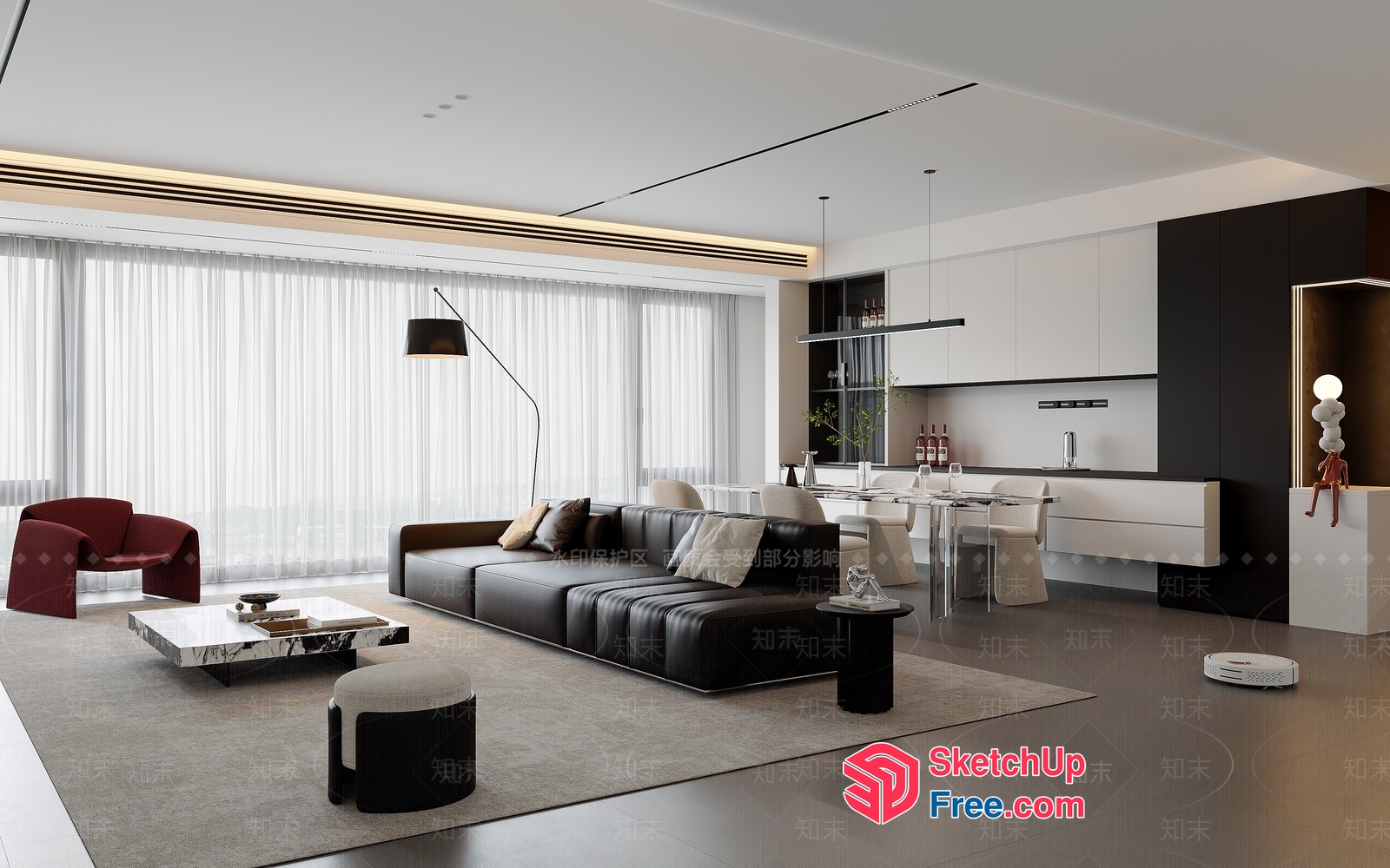 Modern Minimalist Living Room With Sleek Furniture 3D SketchUp File