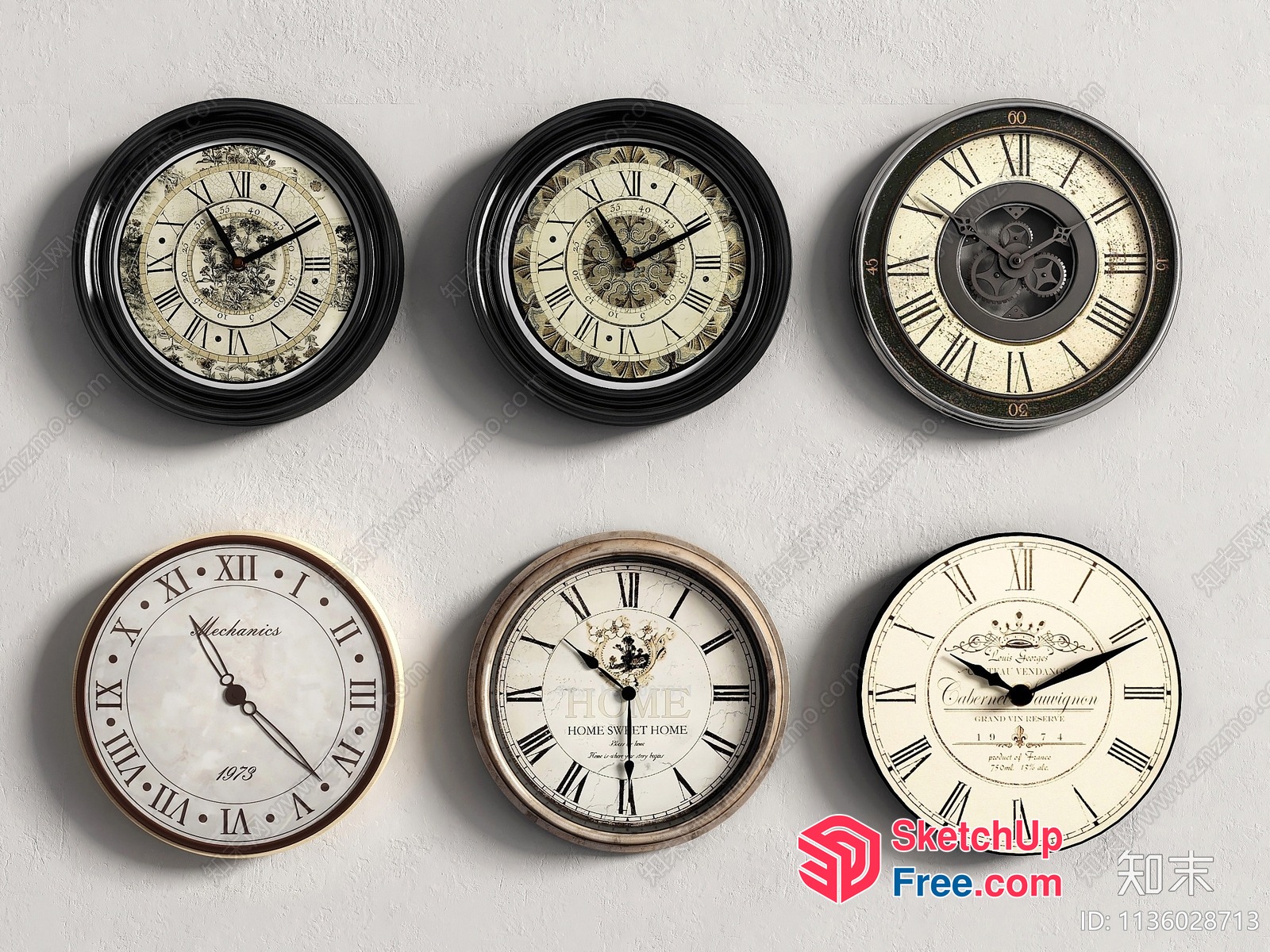 Elegant Timepieces Adorned With Classic Roman Numerals 3D SketchUp File