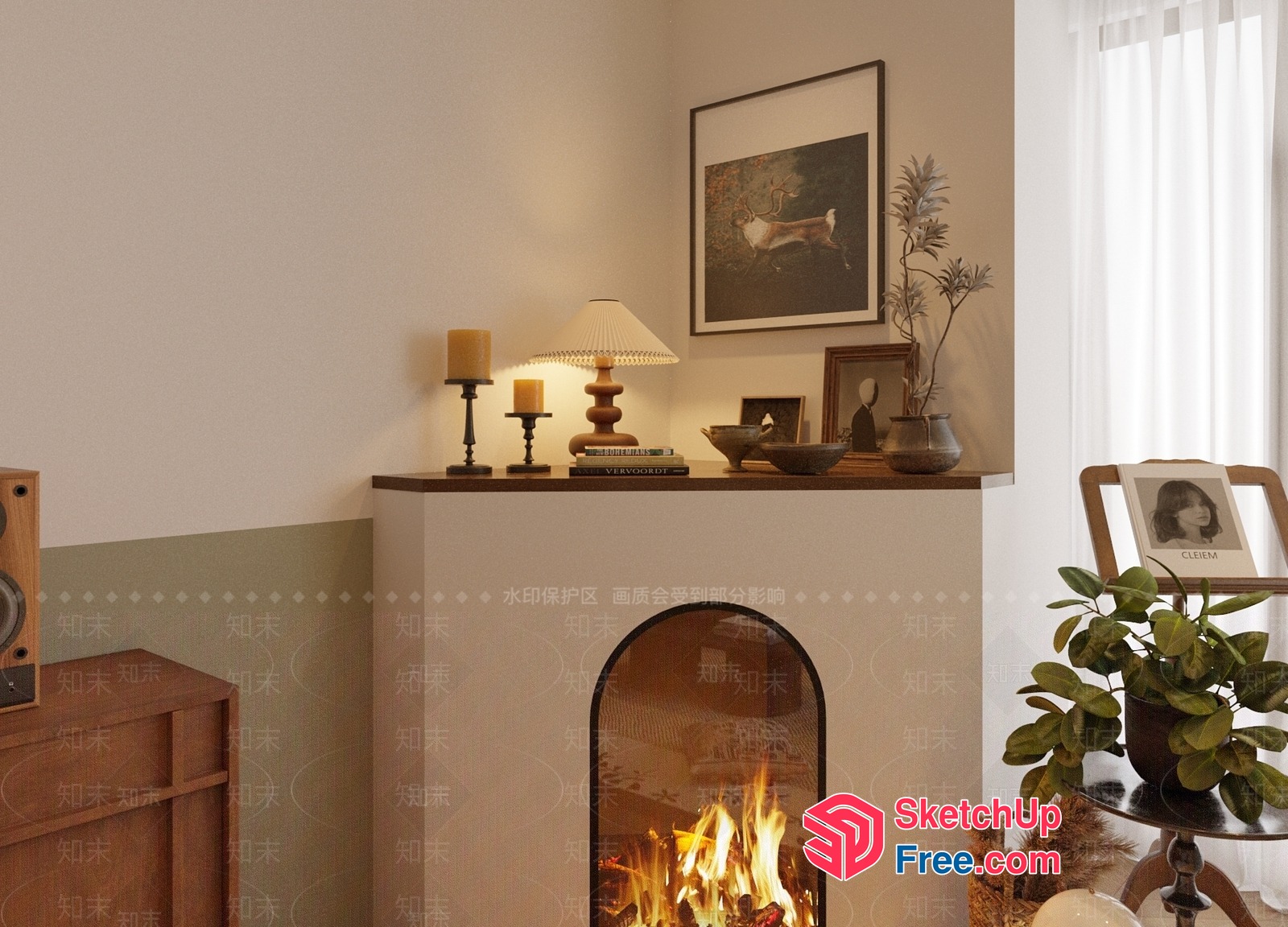 Cozy Fireplace With Elegant Decor 3D SketchUp File