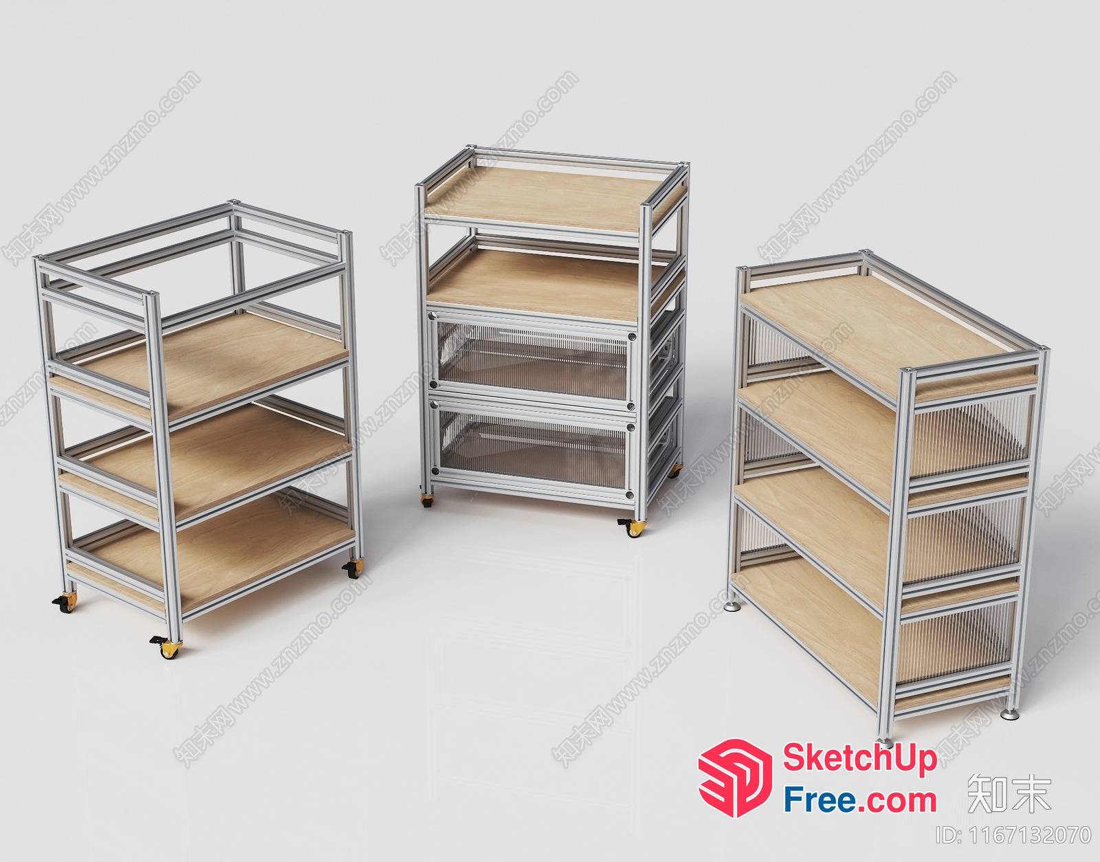 Metal Shelving Units With Wood Shelves 3D SketchUp File