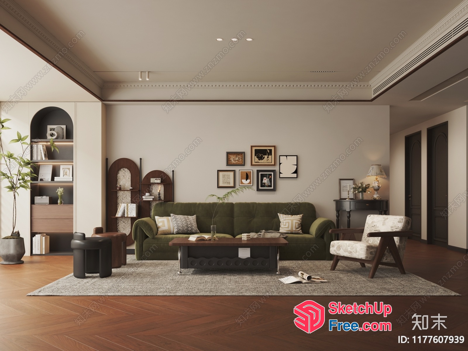 Elegant And Cozy Living Room Decor 3D SketchUp File