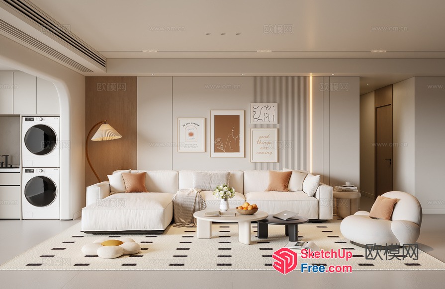 Elegant Modern Minimalist Living Room 3D SketchUp File