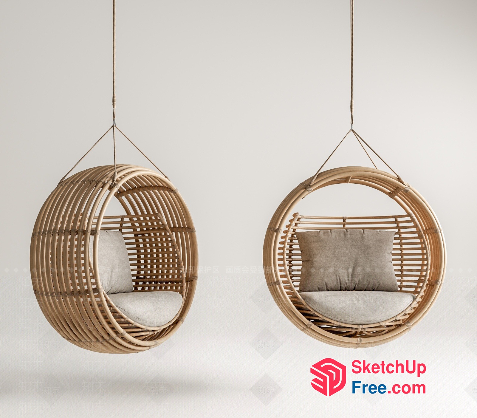 Elegant Hanging Rattan Chair 3D SketchUp File