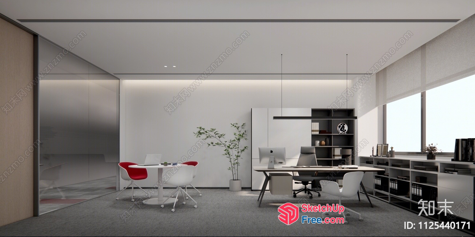 Modern Office Interior With Minimalist Furniture And Decor 3D SketchUp File