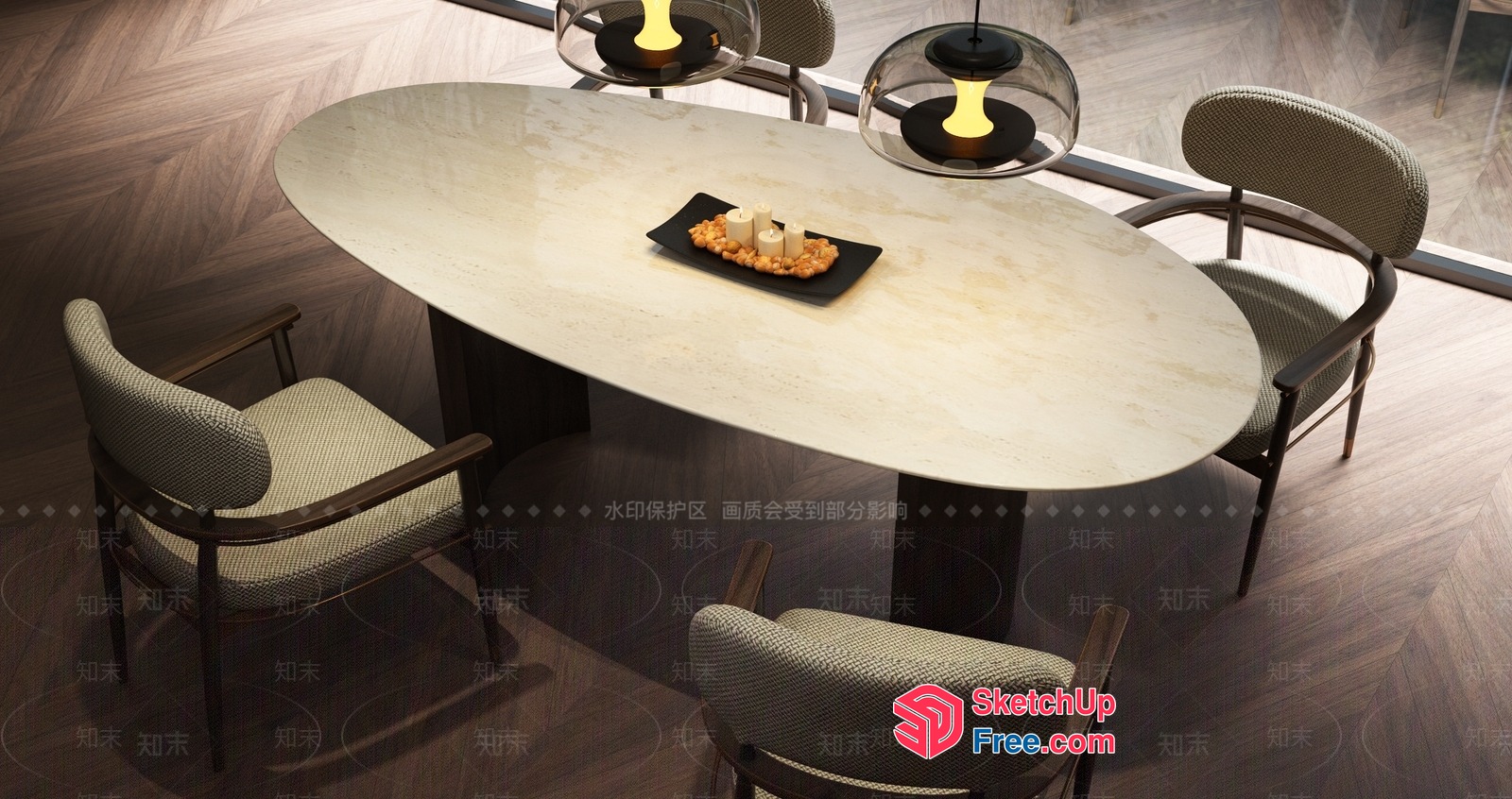 Elegant Dining Room Table And Chairs 3D SketchUp File