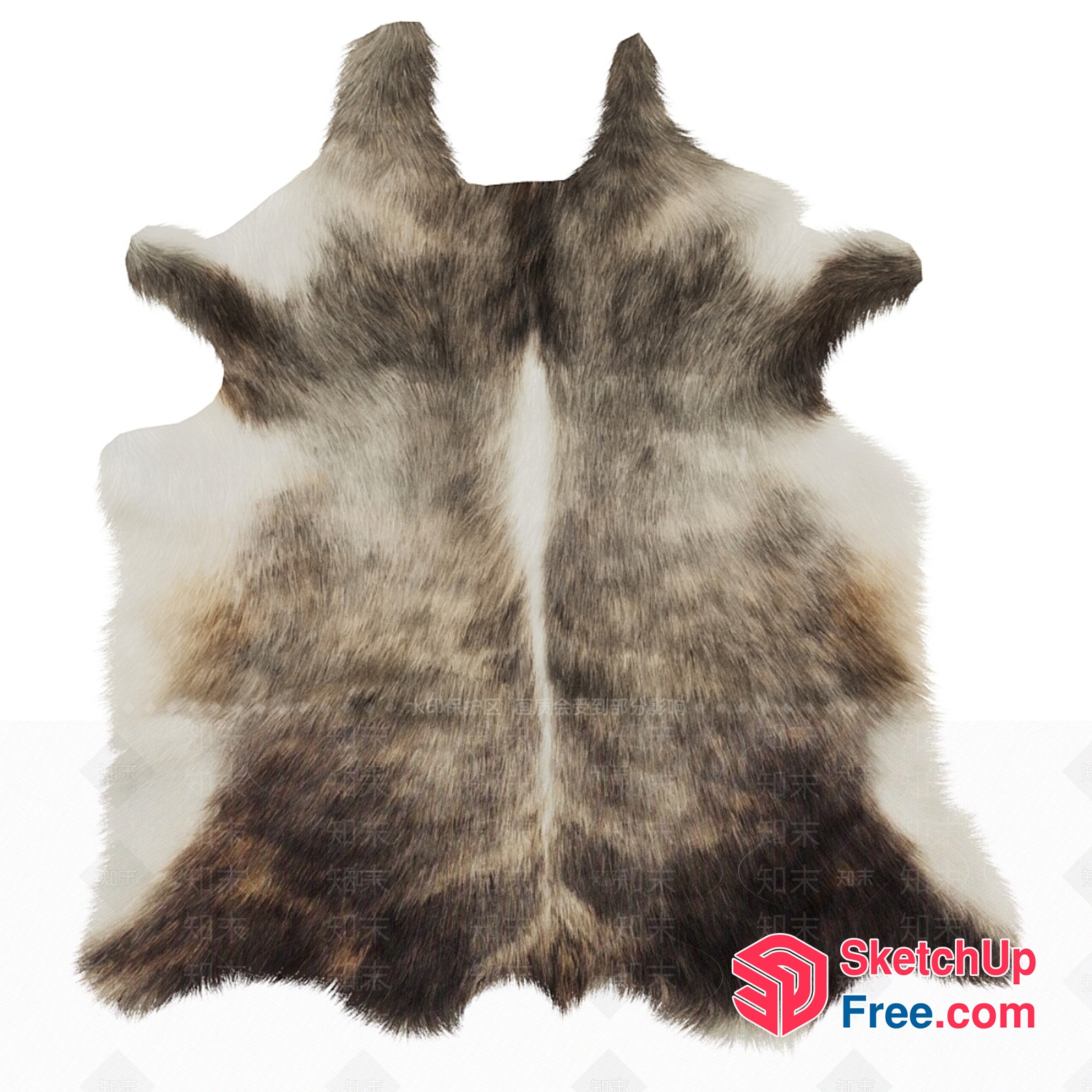 Exquisite Brown And White Fur Rug 3D SketchUp File