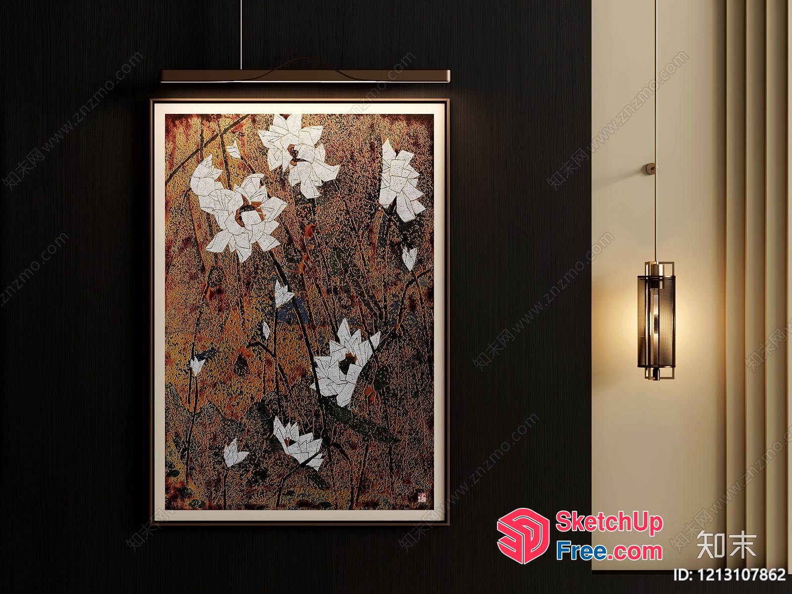 Elegant Floral Artwork In A Modern, Sophisticated Setting 3D SketchUp File