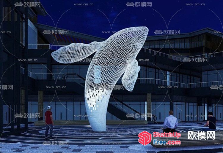 Whale Sculpture In A Modern Urban Setting 3D SketchUp File