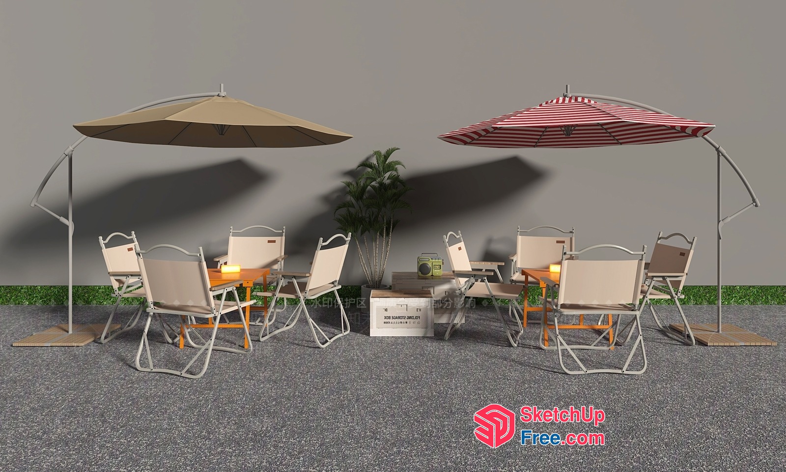 Outdoor Furniture And Umbrellas For A Relaxing Patio 3D SketchUp File
