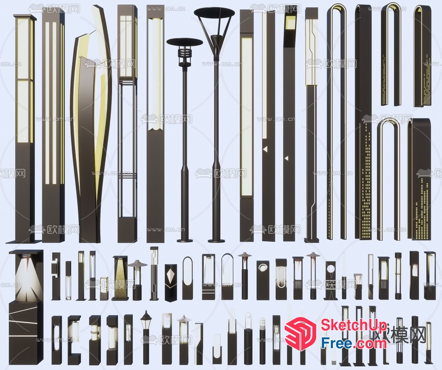 Exterior Decorative Street Light Collection 3D SketchUp File