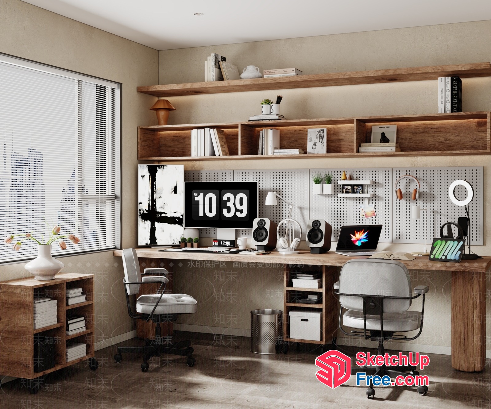 Modern Office Workspace With Natural Light And Comfortable Seating 3D SketchUp File