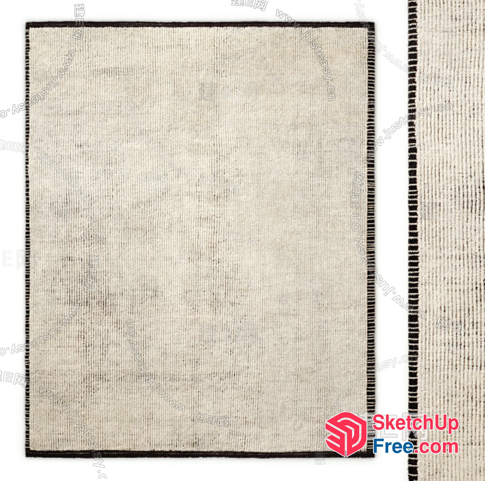 Textured Beige And Black Rug With Fringe Edges 3D SketchUp File