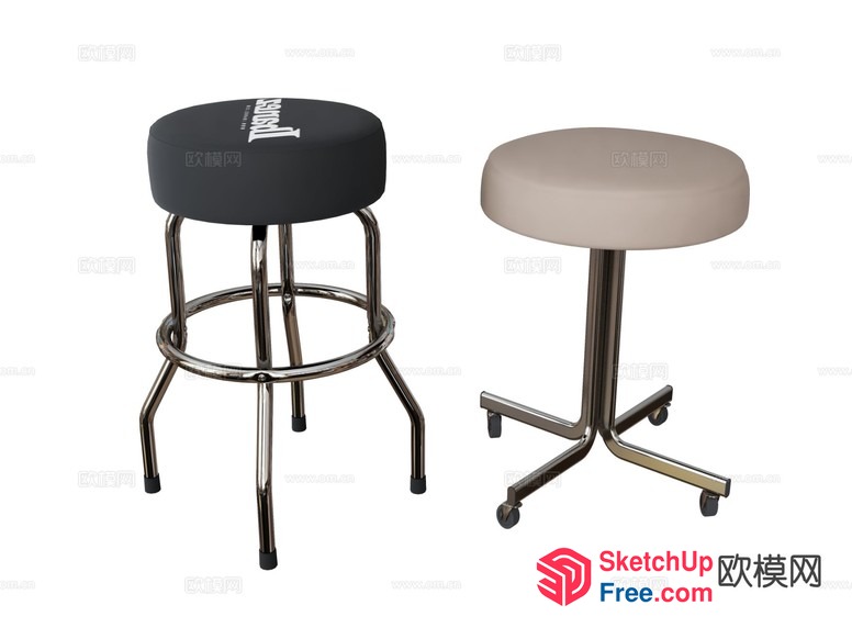 Stools With Wheels And Cushions 3D SketchUp File