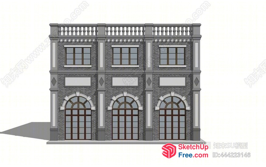 Classic European-Style Building Facade 3D SketchUp File