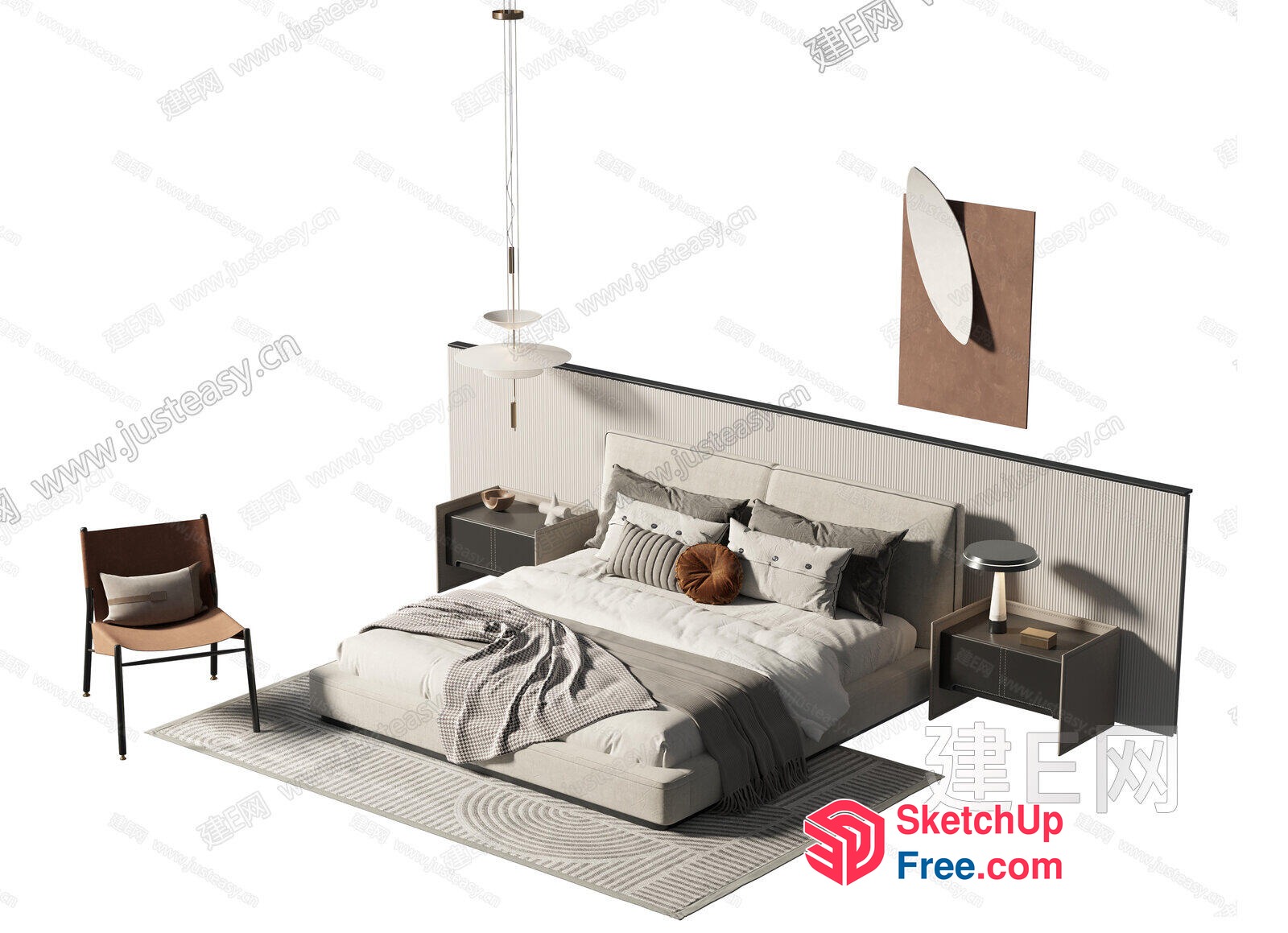 Modern Minimalist Bedroom With Neutral Tones 3D SketchUp File