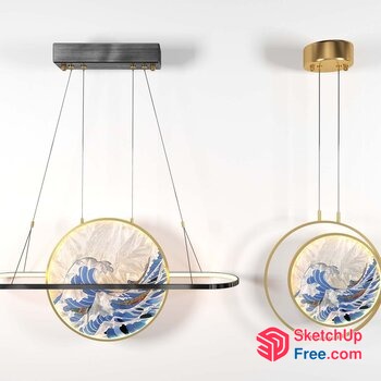 Elegant Glass Ceiling Light Fixture With Gold Accents 3D SketchUp File