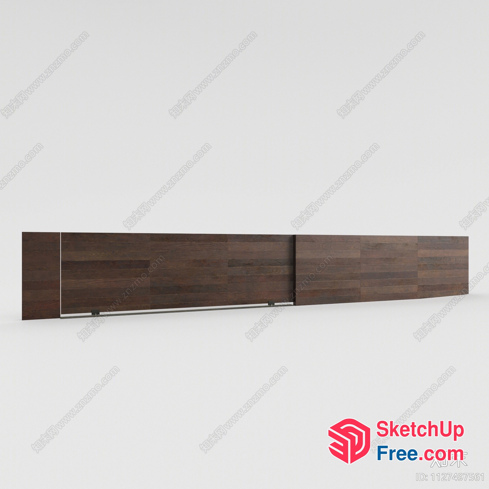 Modern Brown Wood Panel Partition Wall 3D SketchUp File