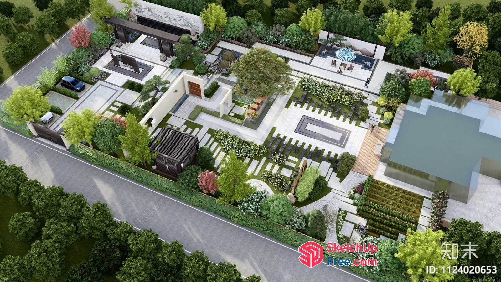 Luxury Modern Villa With Elegant Garden 3D SketchUp File