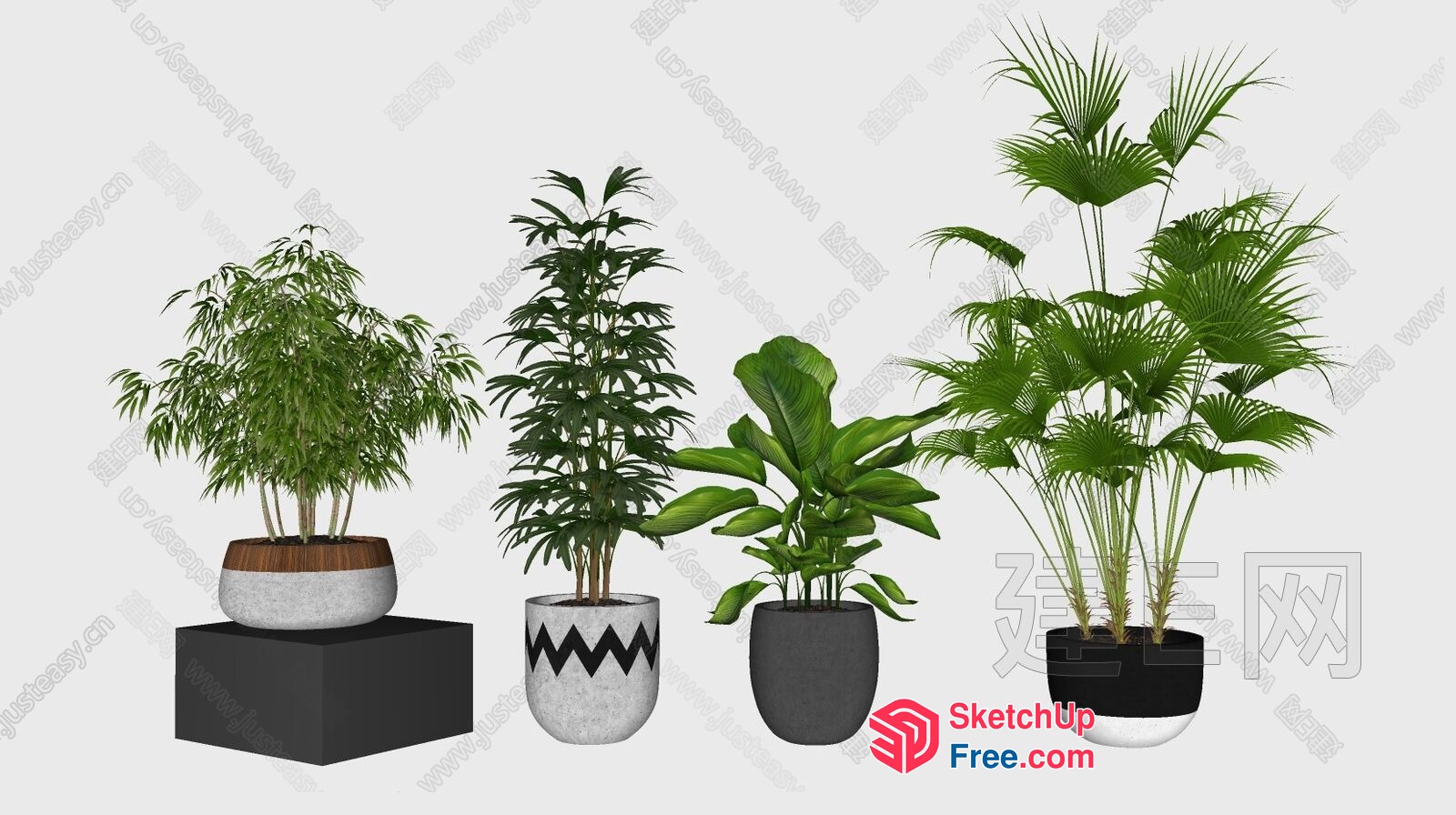 Potted Plants In Decorative Pots 3D SketchUp File