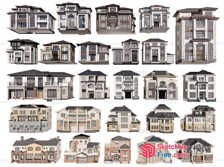 Exterior Designs Of Various Houses 3D SketchUp File