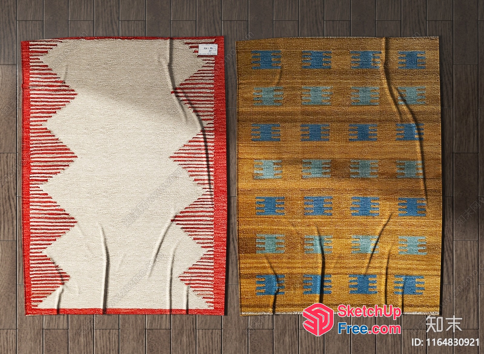 Two Rugs On Wooden Floor 3D SketchUp File