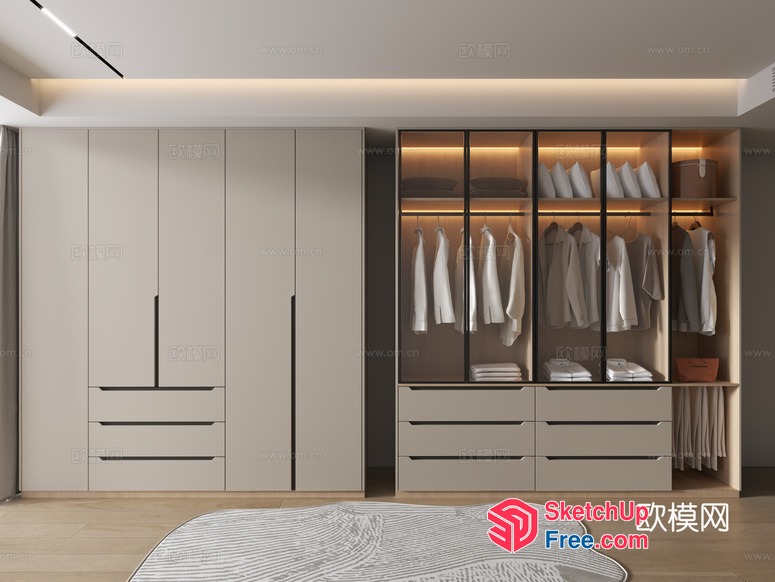 Modern Minimalist Wardrobe And Storage Space 3D SketchUp File