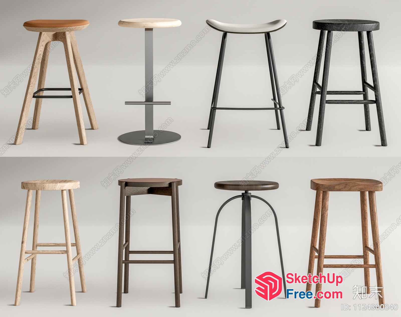 Modern Stools Collection 3D SketchUp File
