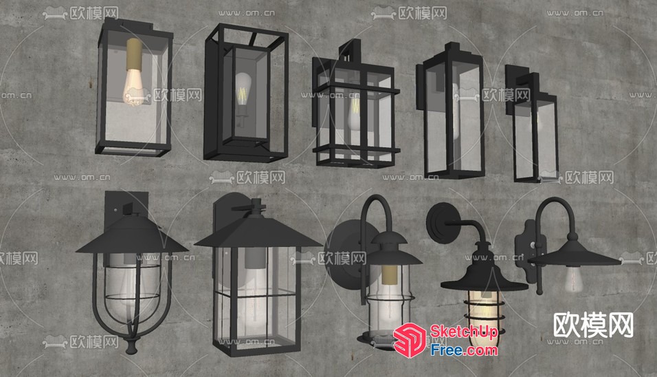 Modern Outdoor Lighting Fixtures Collection 3D SketchUp File