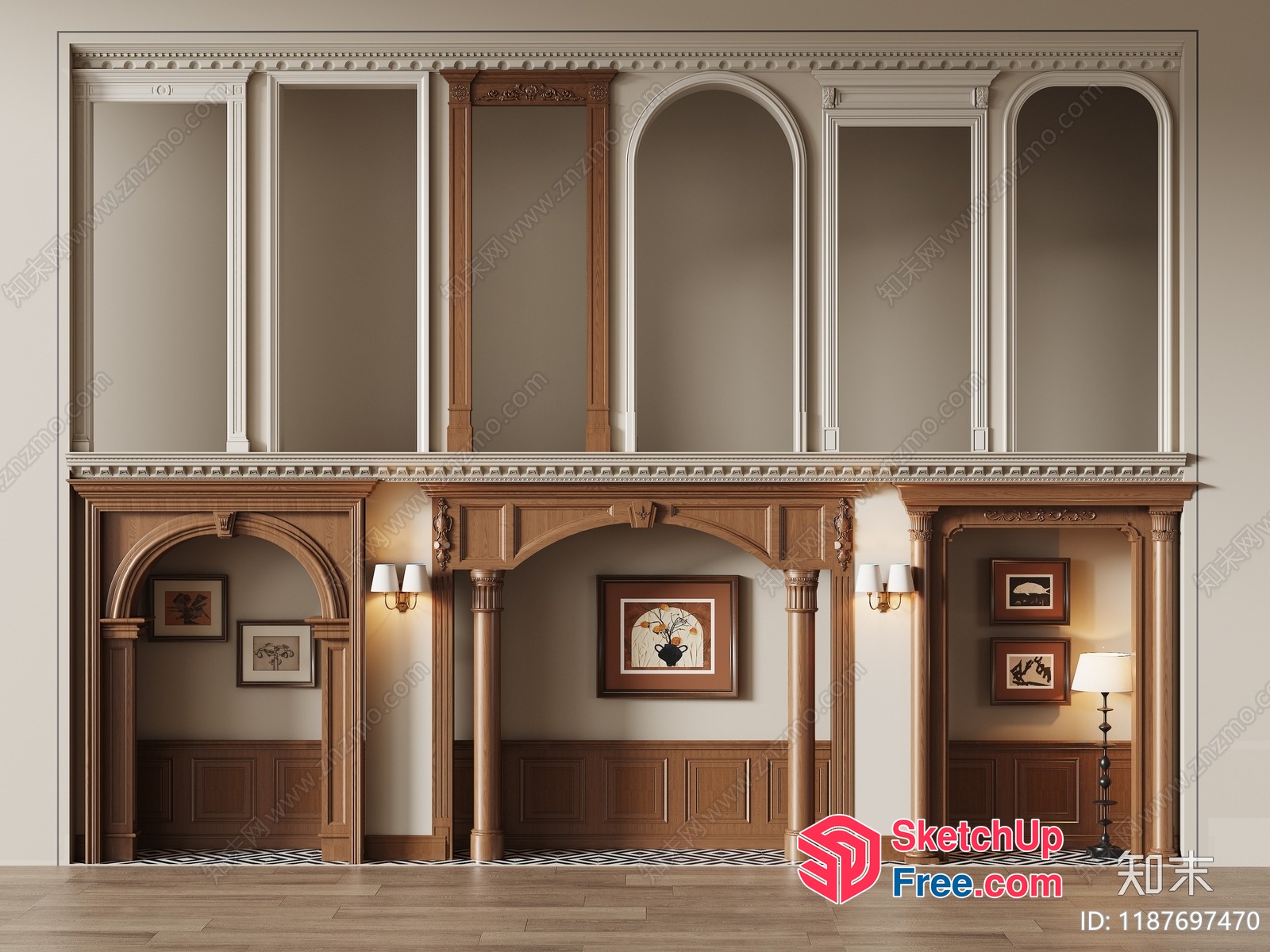 Elegant Classic Moulding And Pillars 3D SketchUp File
