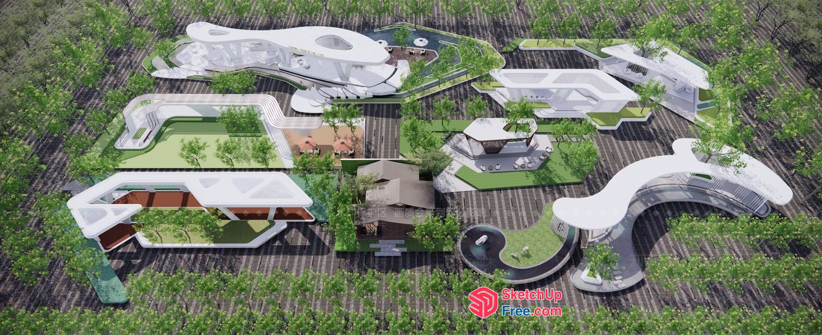 Futuristic Villa With Modern Architecture And Natural Elements 3D SketchUp File