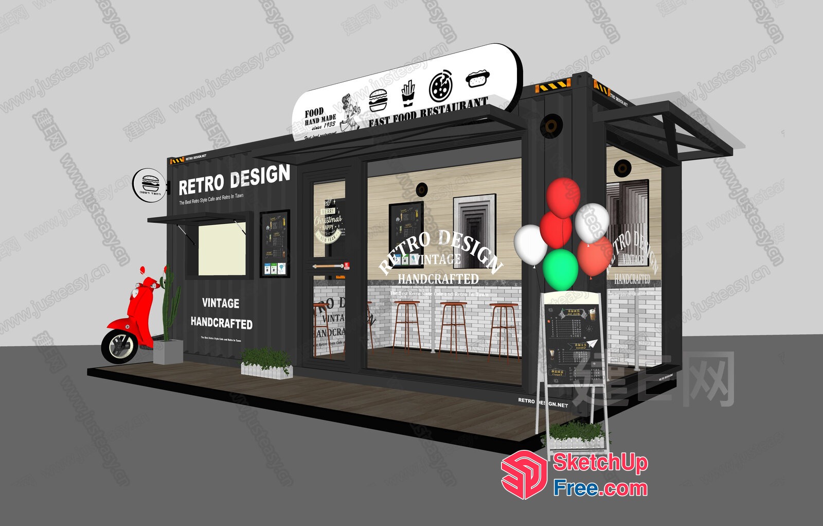 Retro Design Food Truck 3D SketchUp File