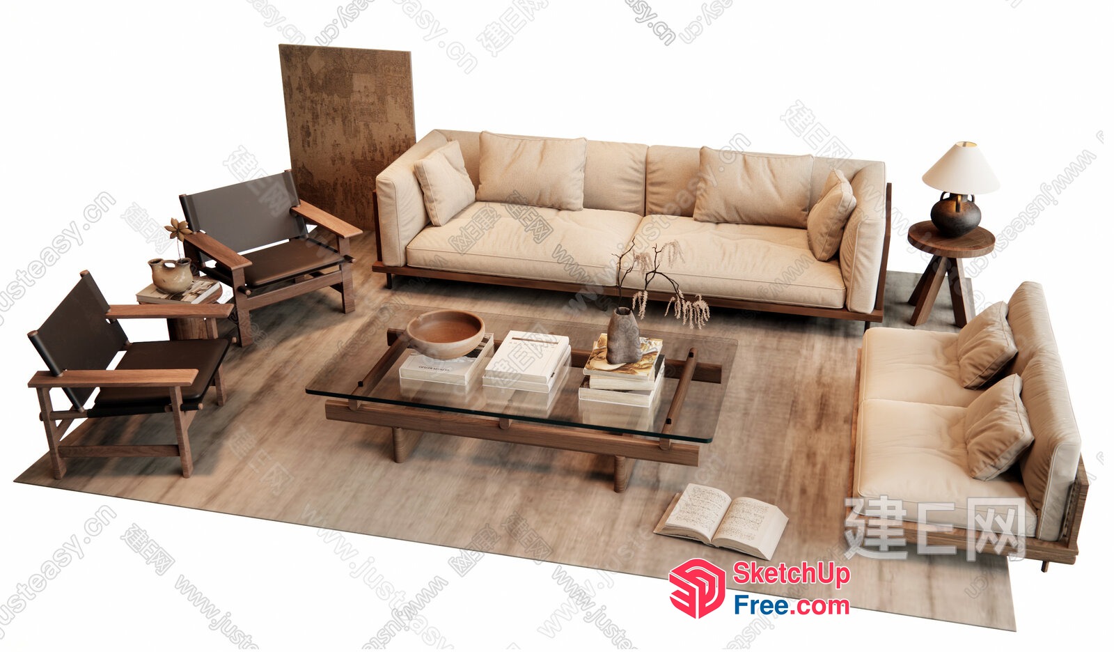 Modern Minimalist Living Room Furniture 3D SketchUp File