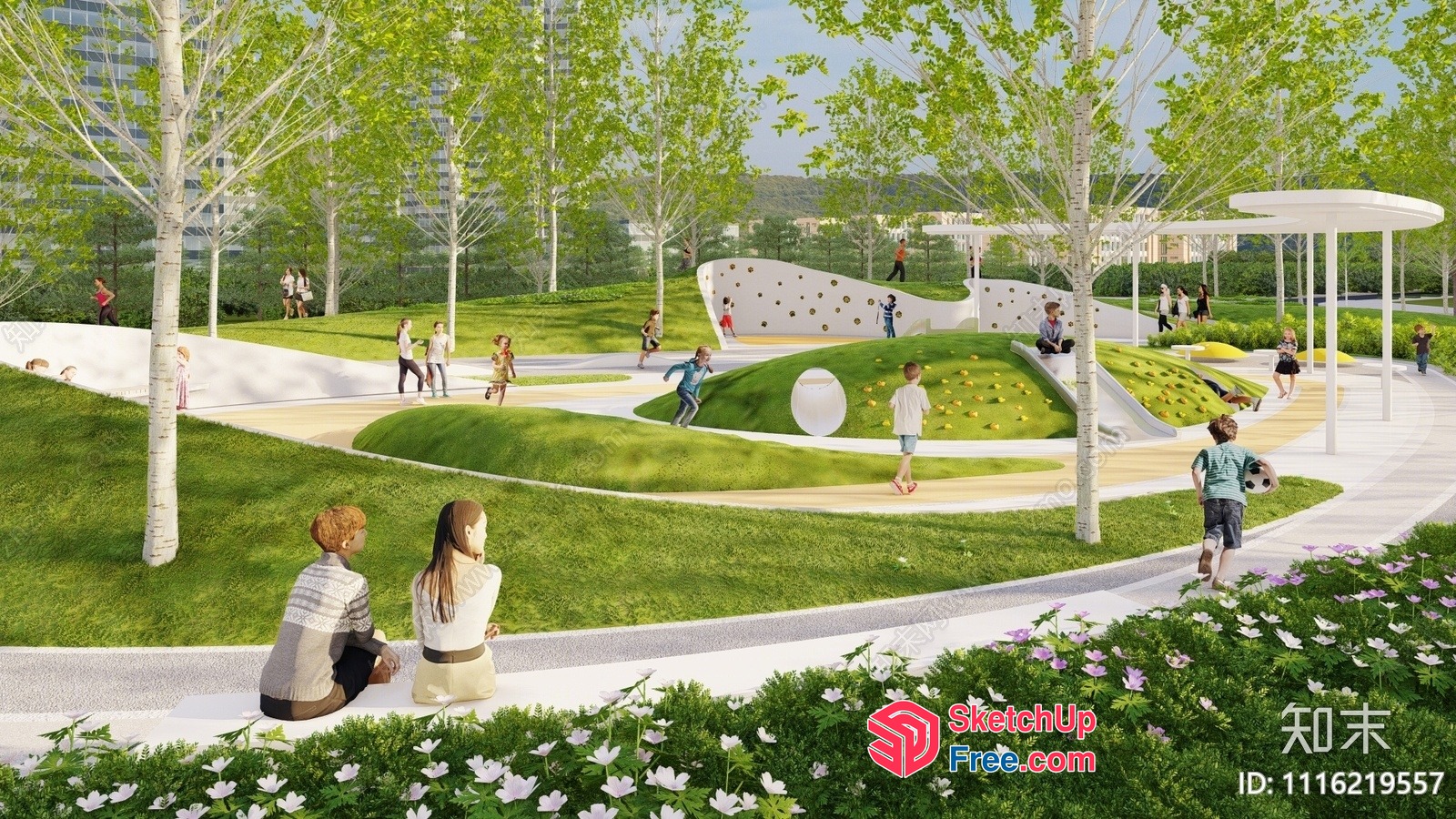 Serene Outdoor Space With Modern Architecture And Playful Features 3D SketchUp File