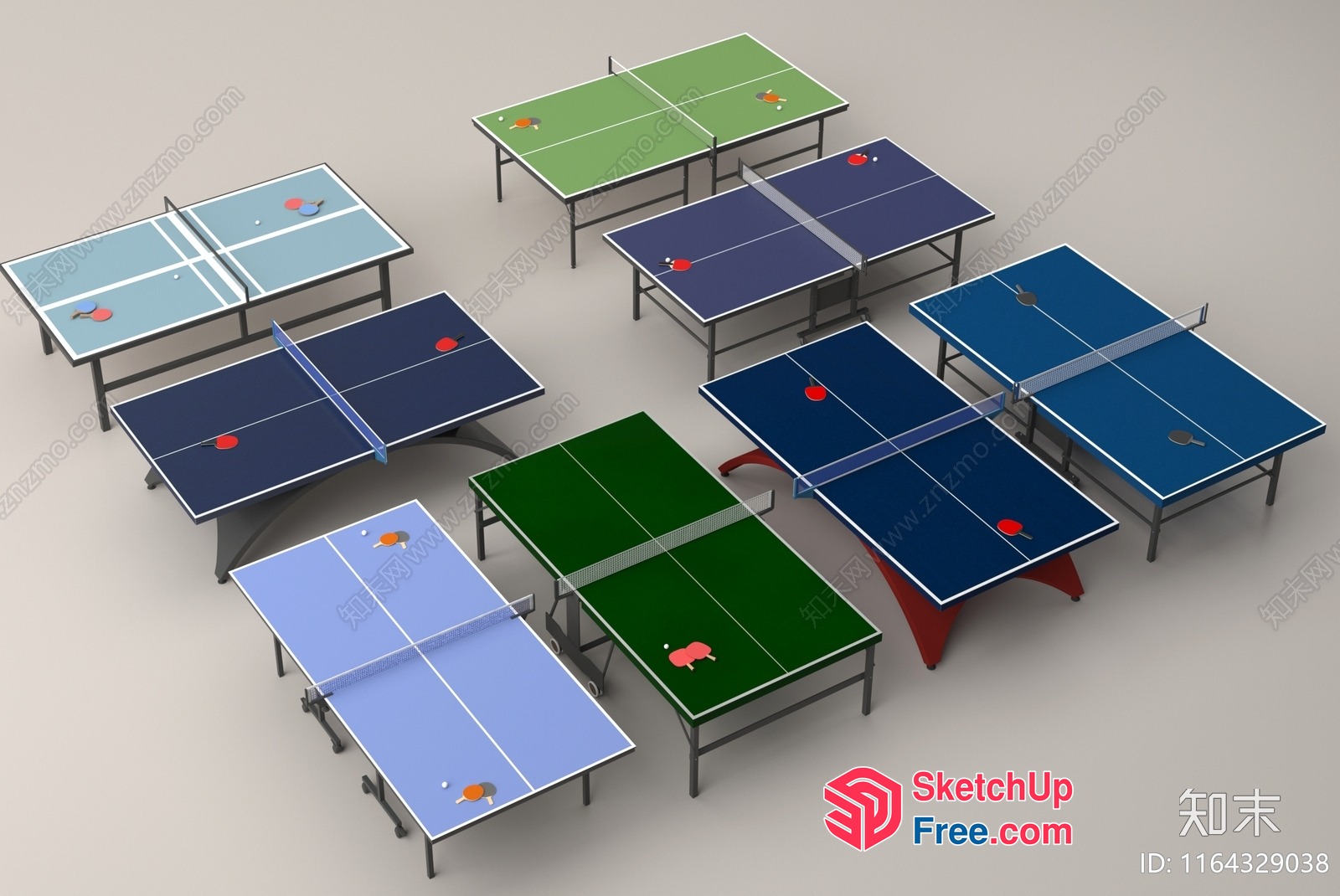 Colorful Table Tennis Tables 3D SketchUp File