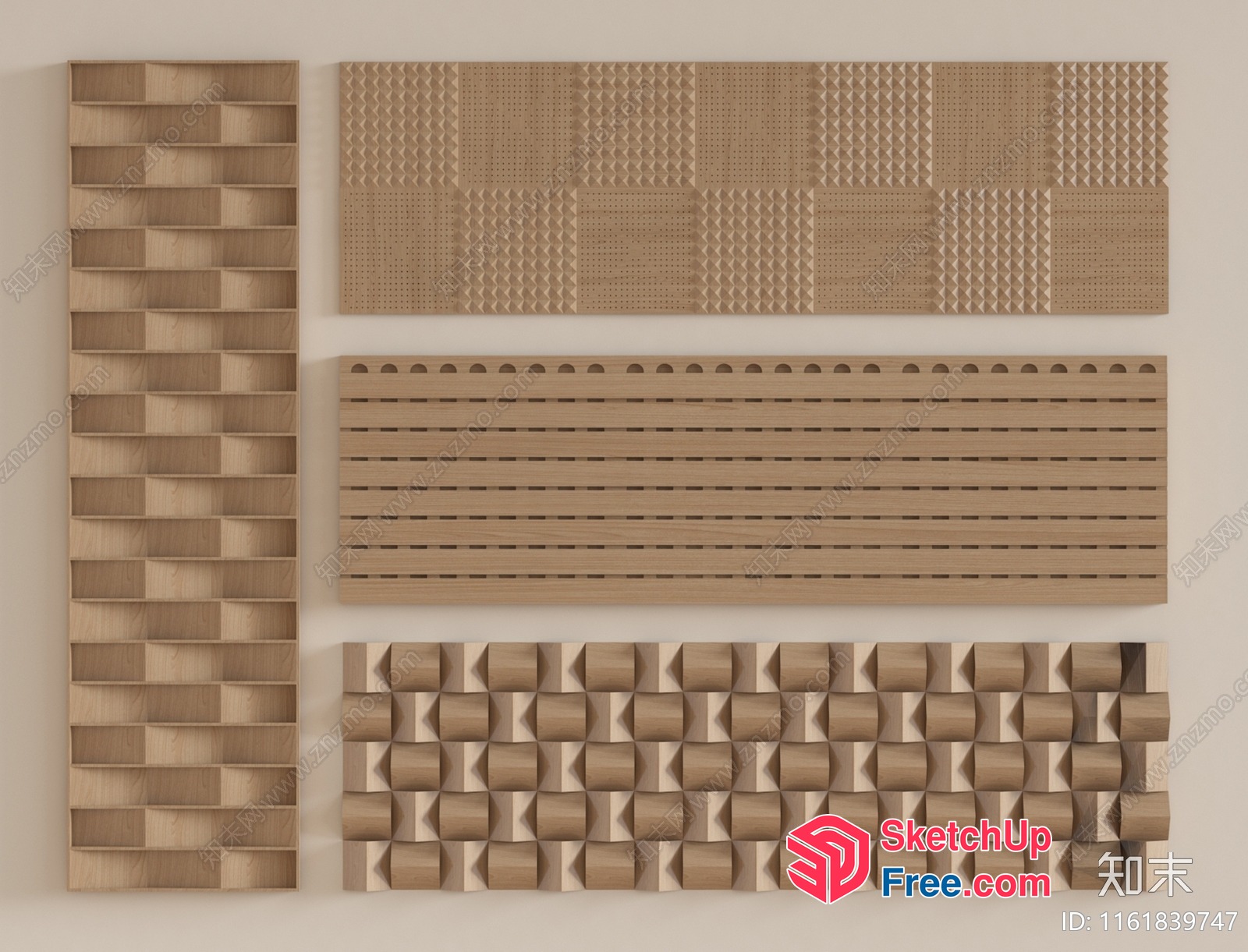 Geometric Wood Wall Paneling 3D SketchUp File