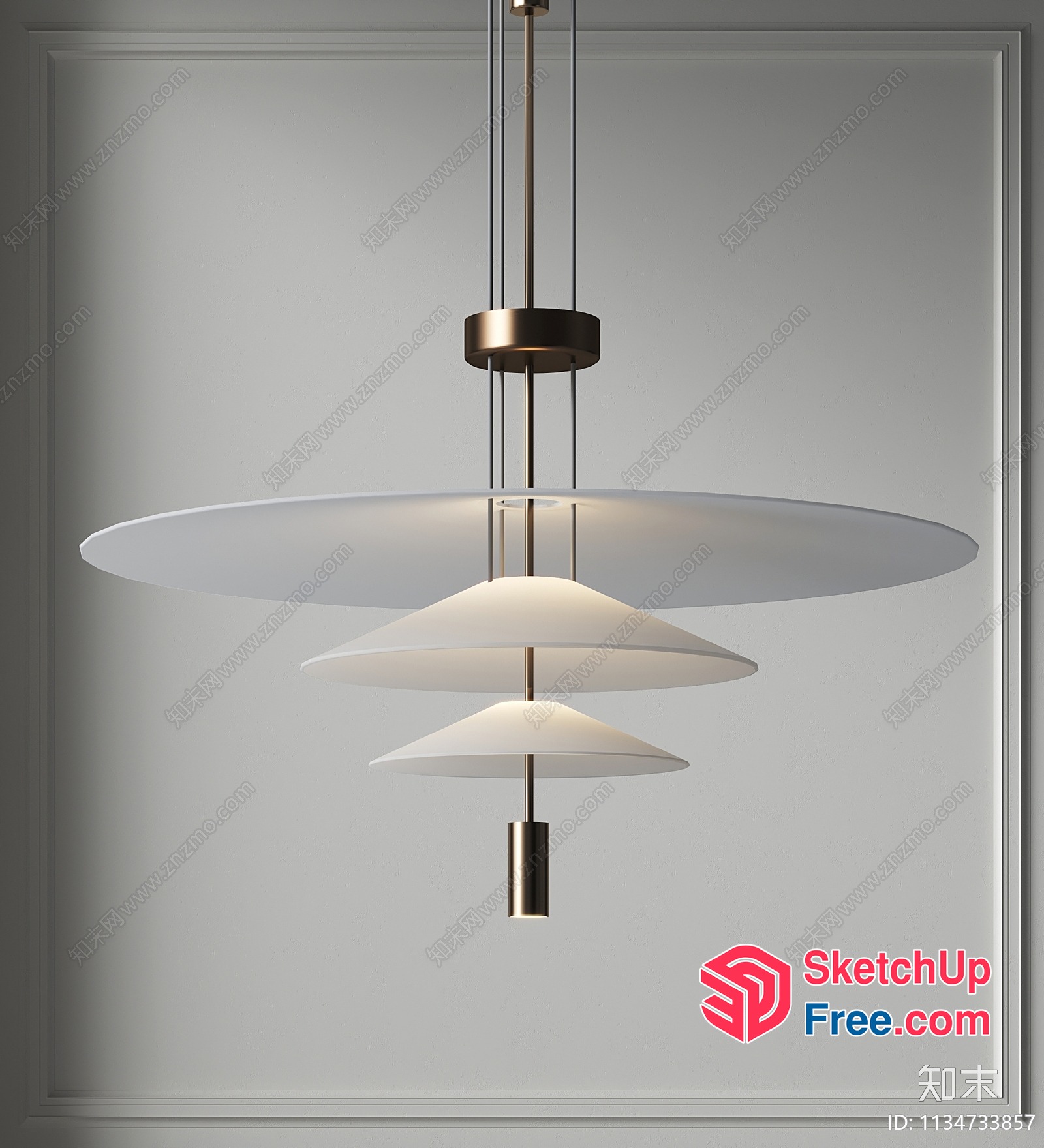 Suspended Lighting Fixture With Multiple Shades 3D SketchUp File