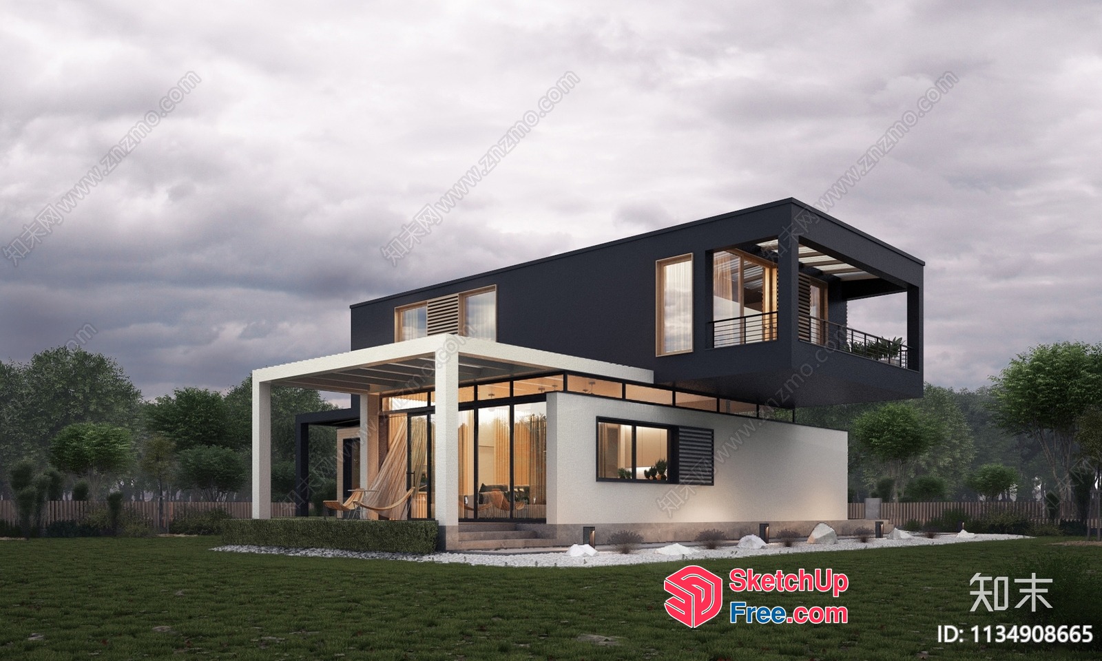 Contemporary Villa With Glass Curtain Wall 3D SketchUp File