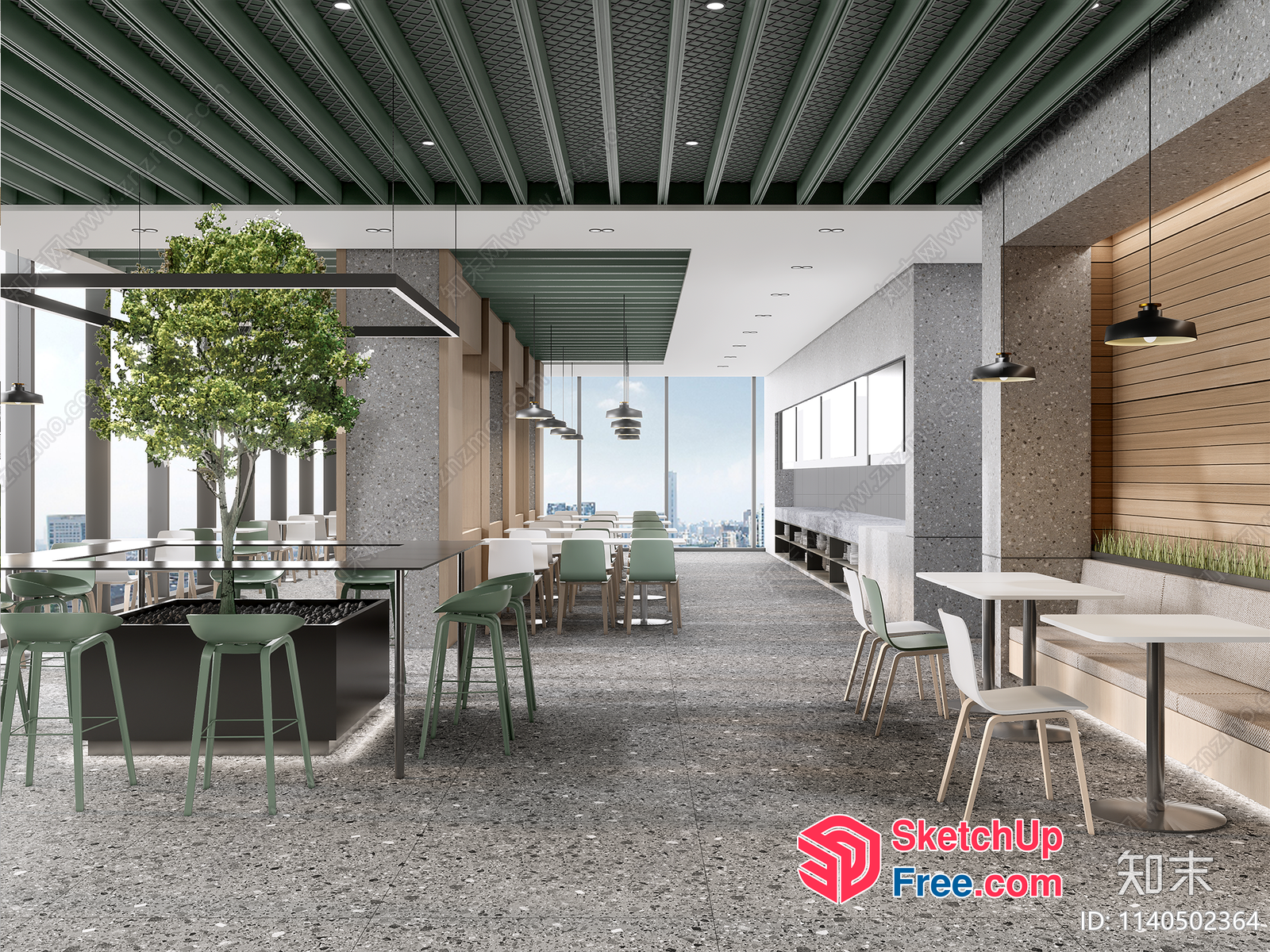Modern Industrial Style Office Building Interior 3D SketchUp File