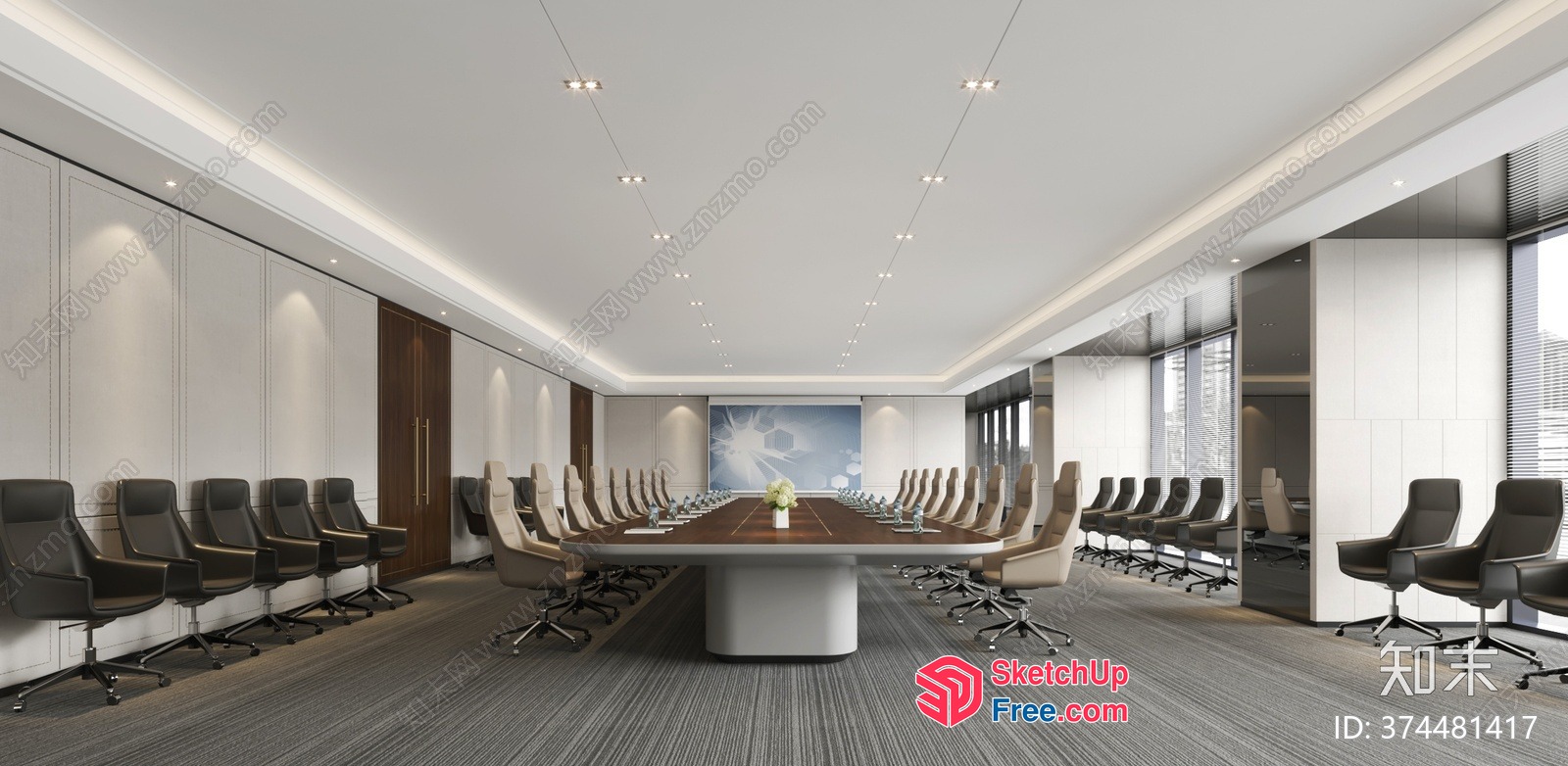 Modern Conference Room With Large Table And Chairs 3D SketchUp File