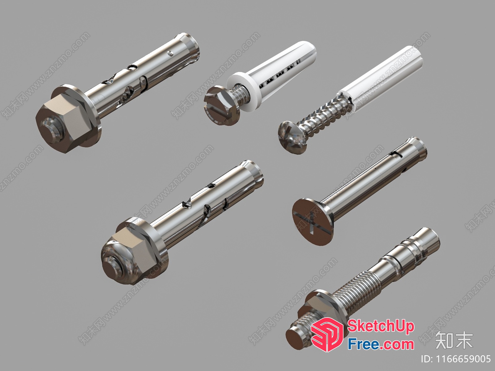 Silver Bolts And Screws 3D SketchUp File