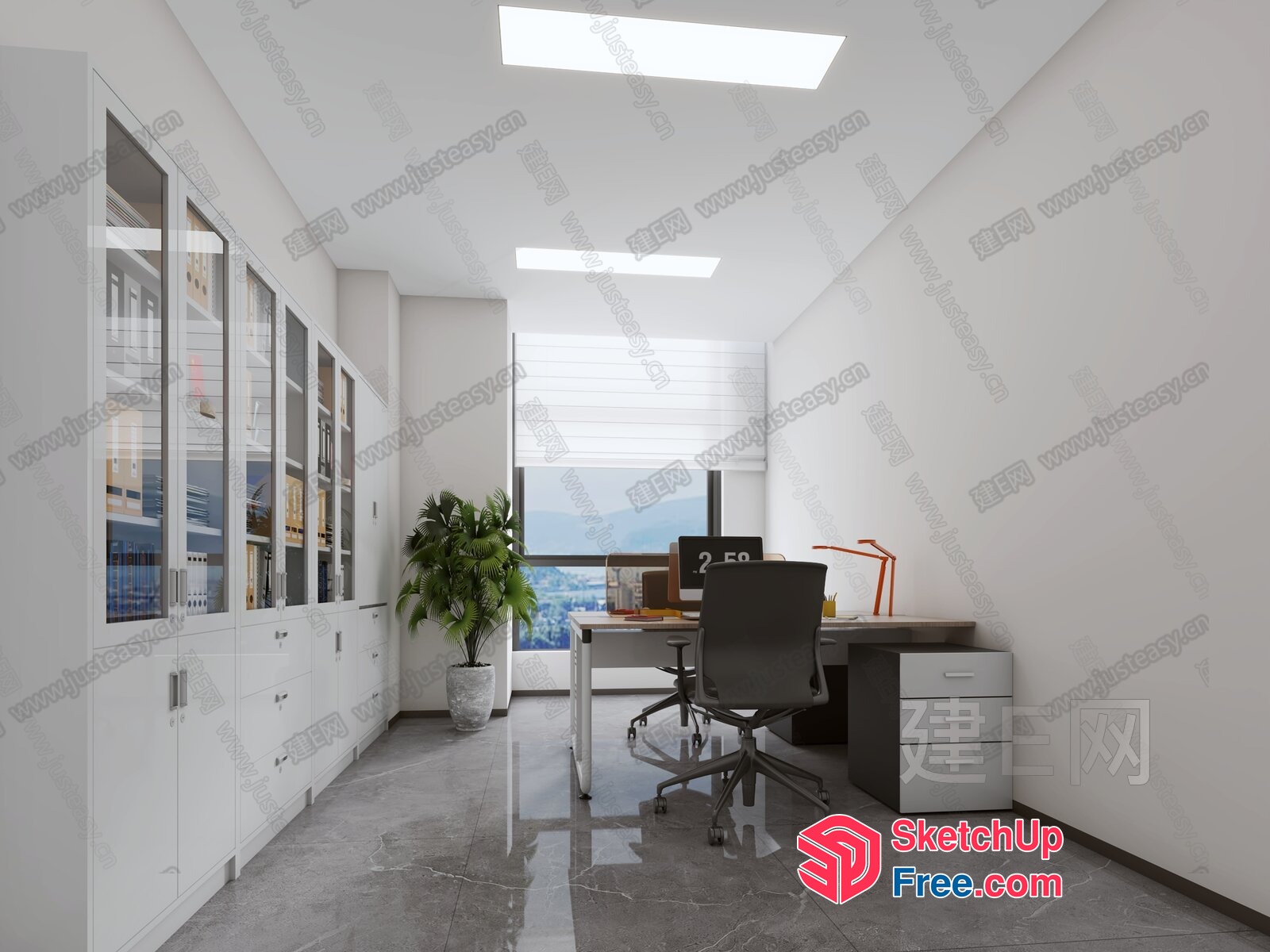 Modern Office Space With Natural Light 3D SketchUp File